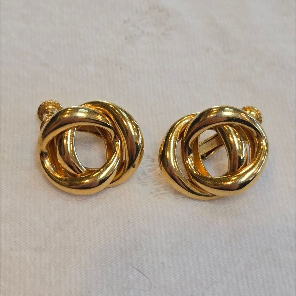 Vintage Gold-tone Clip-On Swirl Earrings